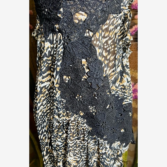 Anthropologie V-Neck Ruffle Lace Dress 0P - Picture 10 of 16